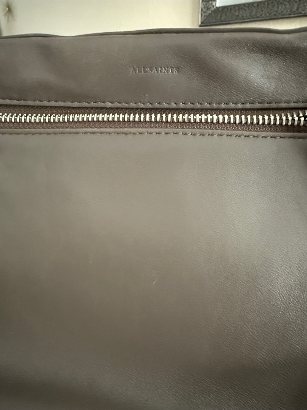 All Saints Leather Chain-Shoulder Crossbody Bag in Dark Greige Taupe - Picture 9 of 9